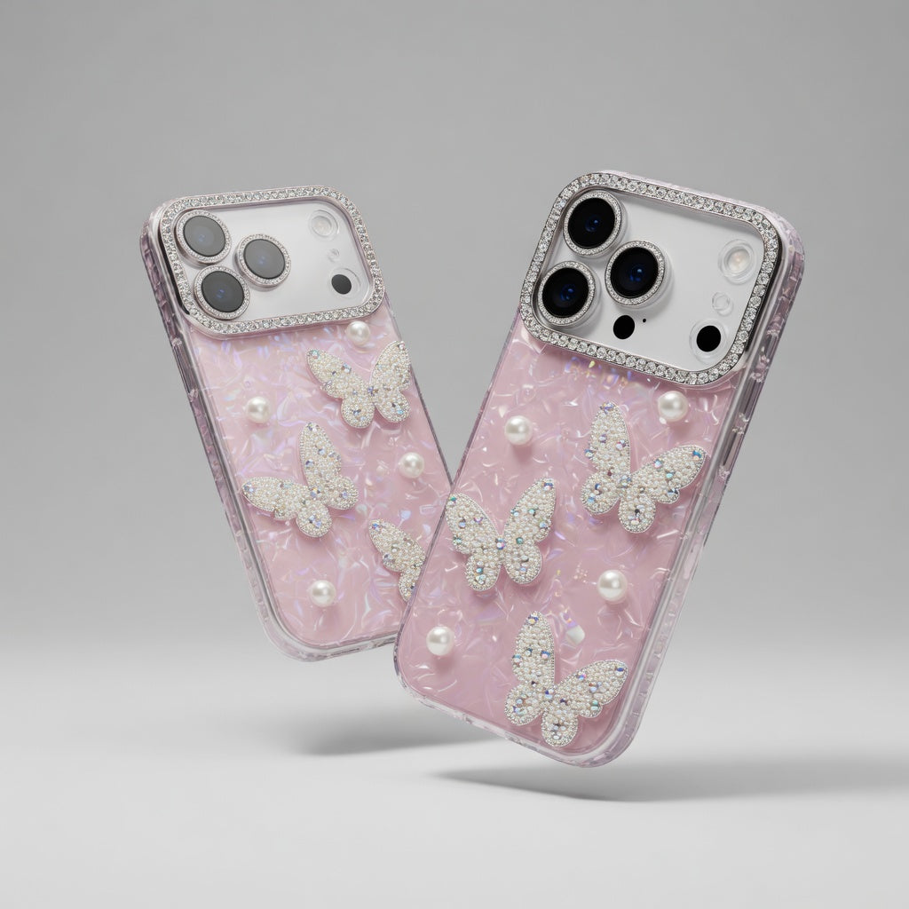 Motýl diamantové pouzdro s kamínky – iPhone