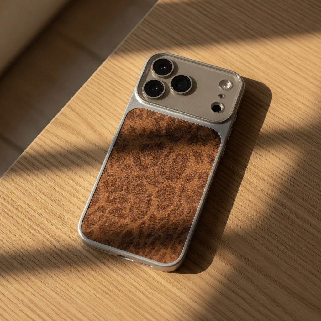 Obal na iPhone s leopardím vzorem a okénkem